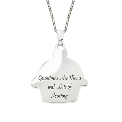 Stainless Steel Engraved Cupcake Pendant Necklace for Grandma