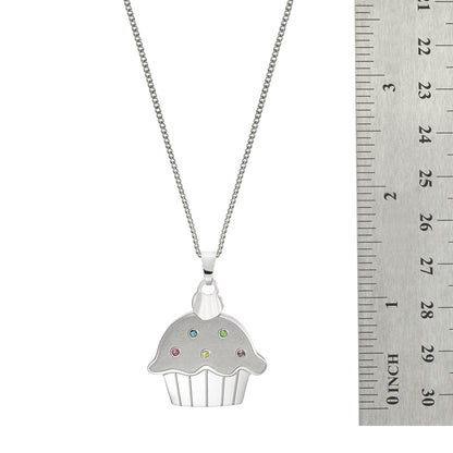 Stainless Steel Engraved Cupcake Pendant Necklace for Grandma