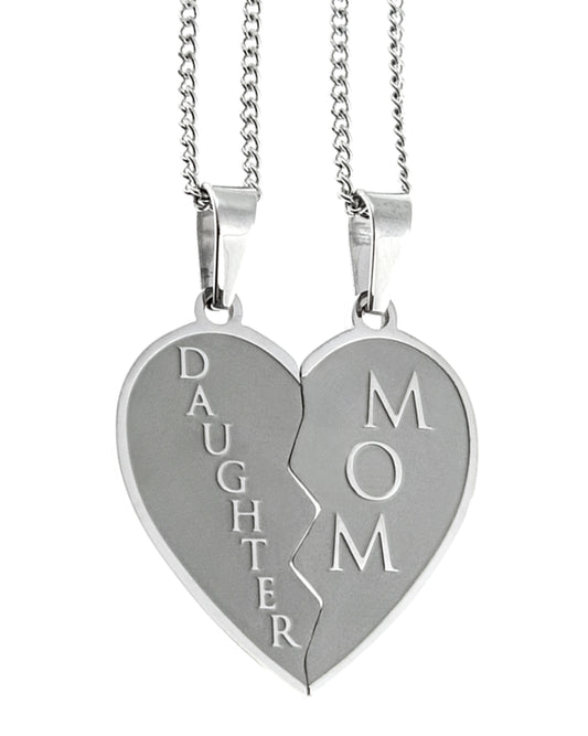 Mom and  Daughter Heart Pendant Necklace