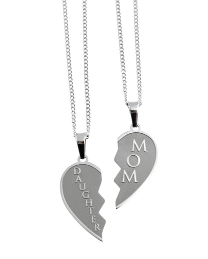 Mom and  Daughter Heart Pendant Necklace