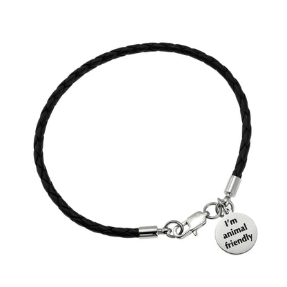 Animal Friendly Vegan Leather Paw Print Charm Bracelet