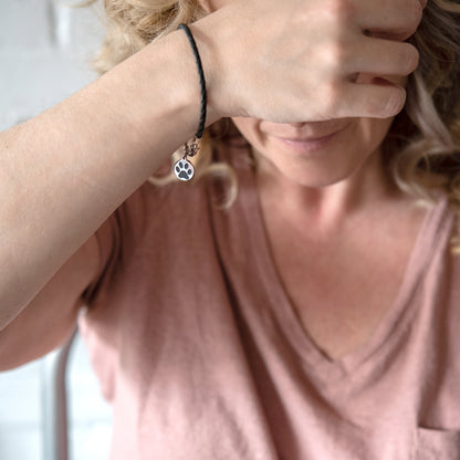 Animal Friendly Vegan Leather Paw Print Charm Bracelet