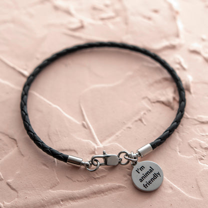 Animal Friendly Vegan Leather Paw Print Charm Bracelet