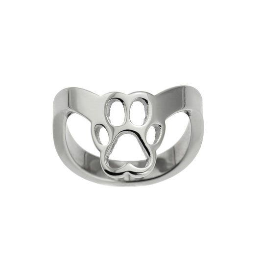 Stainless Steel Paw Print Cut-Out Thumb Ring - Dog Lover Gift