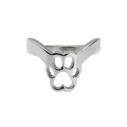 Stainless Steel Paw Print Cut-Out Thumb Ring - Dog Lover Gift