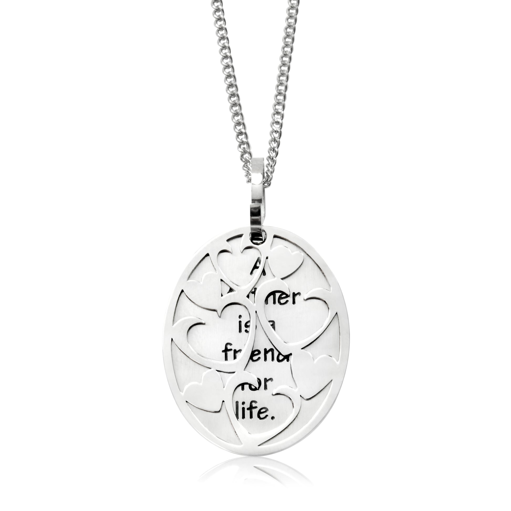 Steel "A Mother is a Friend for Life" Heart Pendant Necklace, Perfect Sentimental Gift for Mom