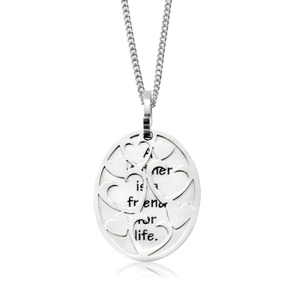 Steel "A Mother is a Friend for Life" Heart Pendant Necklace, Perfect Sentimental Gift for Mom