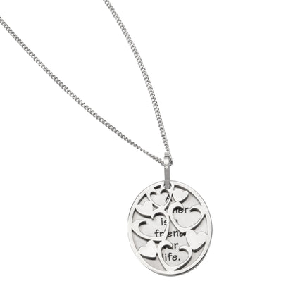 Steel "A Mother is a Friend for Life" Heart Pendant Necklace, Perfect Sentimental Gift for Mom