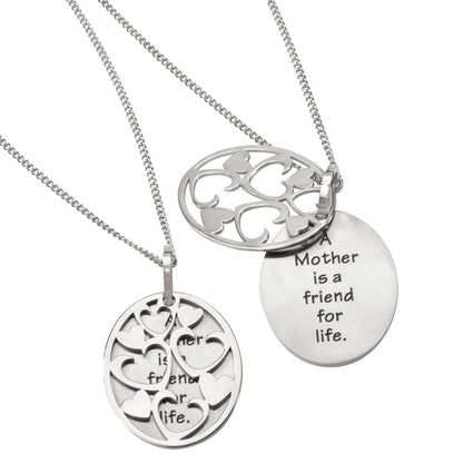 Steel "A Mother is a Friend for Life" Heart Pendant Necklace, Perfect Sentimental Gift for Mom