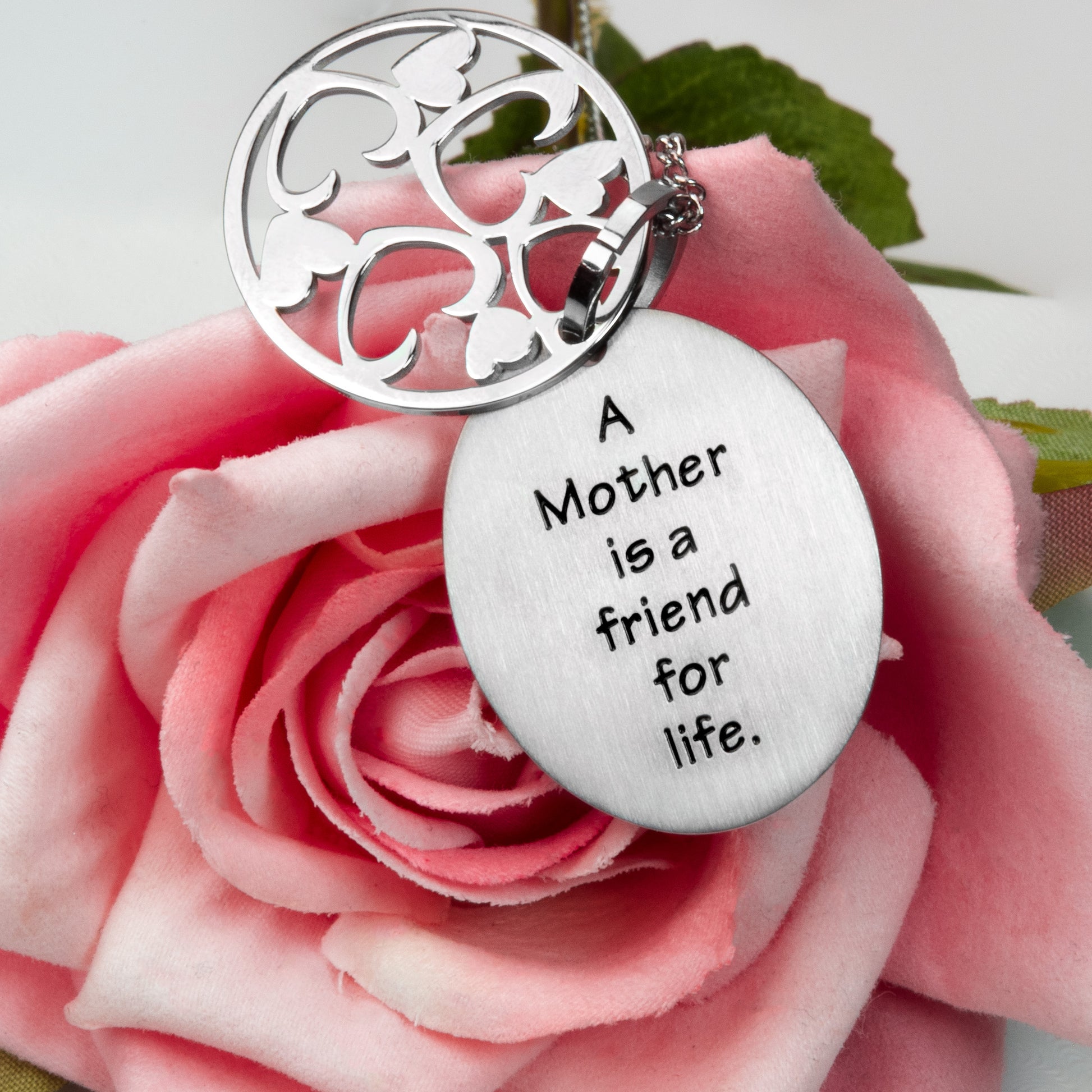 Steel "A Mother is a Friend for Life" Heart Pendant Necklace, Perfect Sentimental Gift for Mom