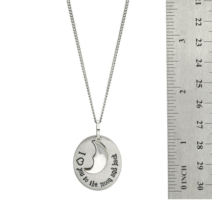 I Heart You To The Moon And Back Stainless Steel Pendant Necklace