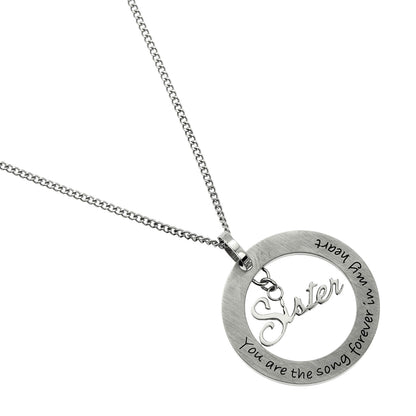 Engraved Stainless Steel "You Are The Song Forever In My Heart" Sister Pendant Necklace