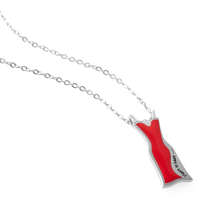 Heart to Heart Red Dress Pendant Necklace in Stainless Steel