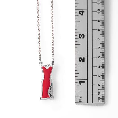 Heart to Heart Red Dress Pendant Necklace in Stainless Steel