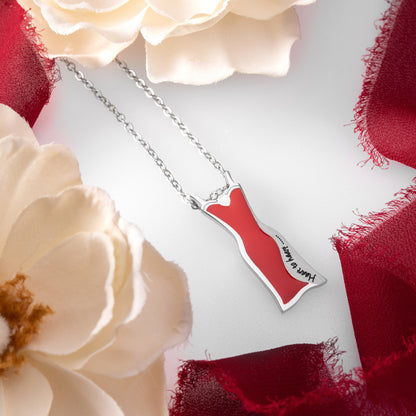 Heart to Heart Red Dress Pendant Necklace in Stainless Steel