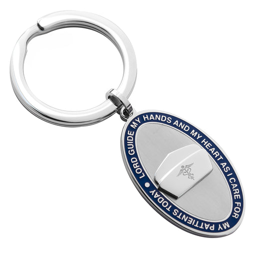 Oval-Nurse's-Prayer-Key-Ring-With-Blue-Enamel
