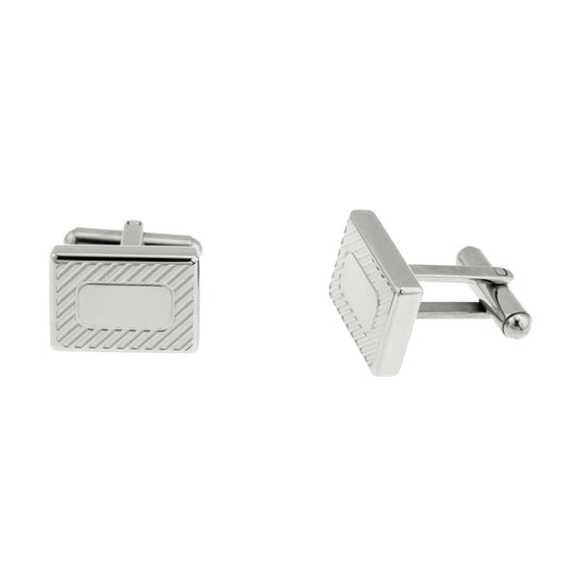 Engravable Stainless Steel Diagonal Cut Rectangular Cuff Links for Men