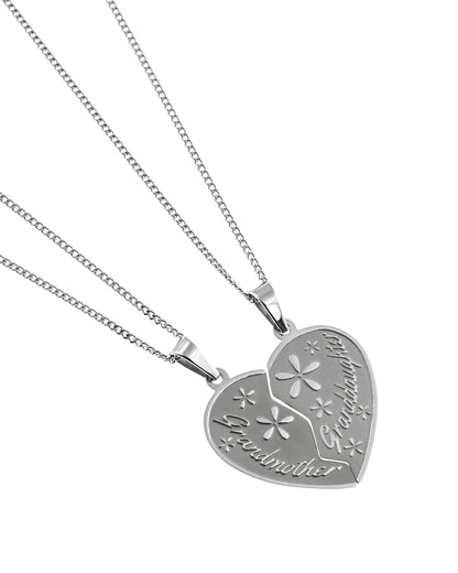 Grandmother and Granddaughter Heart Pendant Necklace