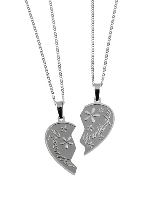 Grandmother and Granddaughter Heart Pendant Necklace