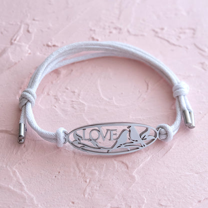 Love-Birds-White- Cotton-Cord-Bolo-Bracelet-Adjustable