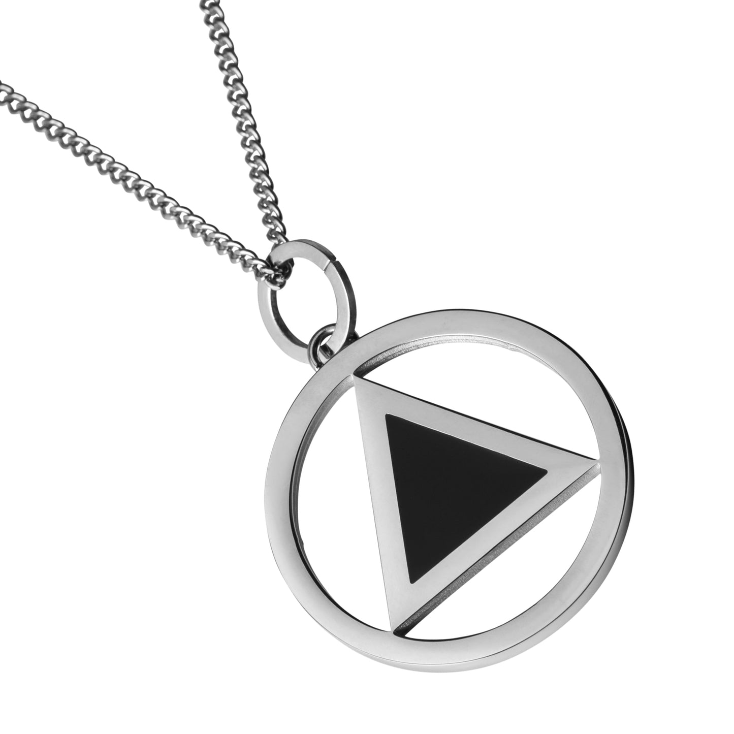 Recovery Triangle Circle Pendant Necklace - Sobriety Support Jewelry Gift