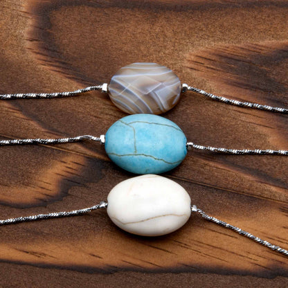 Genuine Turquoise Stone Friendship Bracelet in Stainless Steel