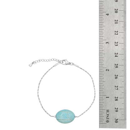 Genuine Turquoise Stone Friendship Bracelet in Stainless Steel