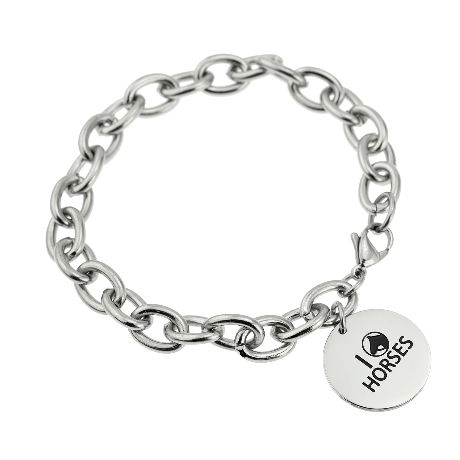 Stainless Steel Horse Charm Bracelet - Equestrian Jewelry Gift for Horse Lovers