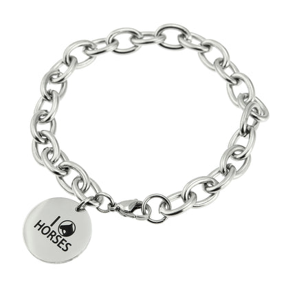 Stainless Steel Horse Charm Bracelet - Equestrian Jewelry Gift for Horse Lovers