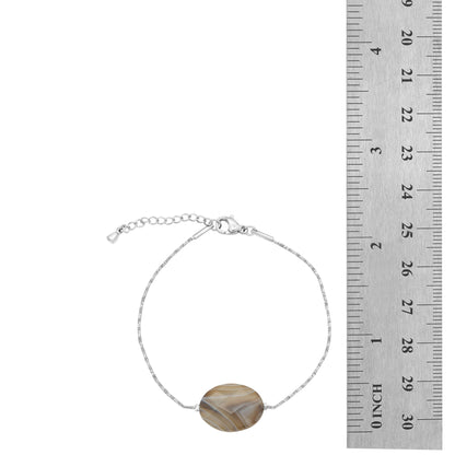 Botswana Agate Genuine Stone Healing Bracelet Stainless Steel Chain Jewelry for Women Girls