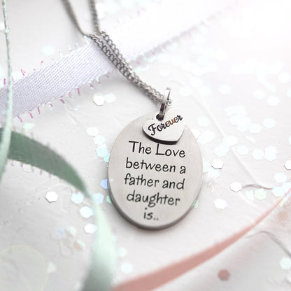 Forever Love Father Daughter Stainless Steel Pendant Necklace