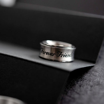 Forever Friends Engraved Stainless Steel Spinner Ring - Best Friend Gift Fidget Spinner Ring