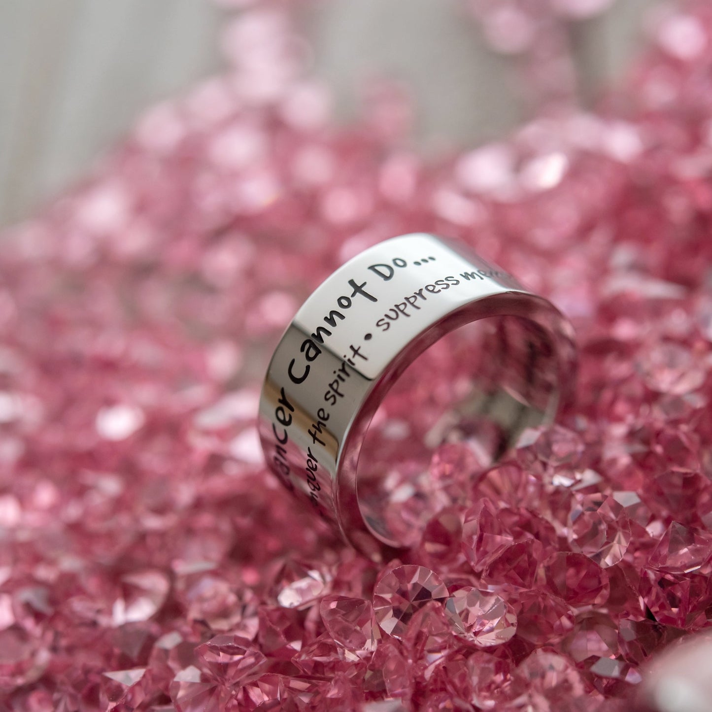 "What Cancer Cannot Do" Inspirational Ring Stainless Steel