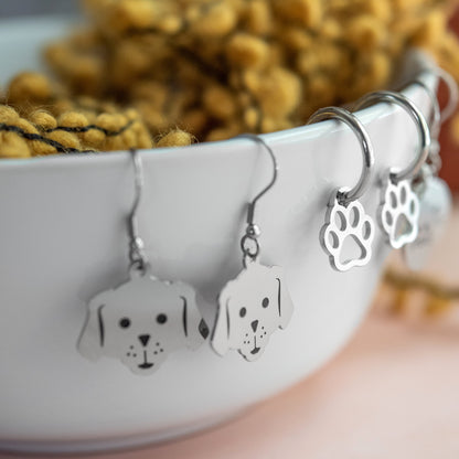 Dog Face Dangle Earrings - Cute Puppy Charm Jewelry Gift for Dog Lovers Stainless Steel Fashion Jewelry for Women Girls