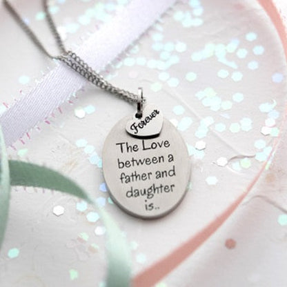 Forever Love Father Daughter Stainless Steel Pendant Necklace