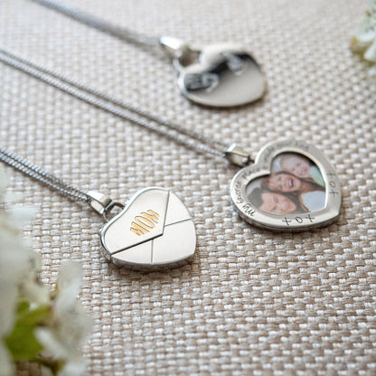 "My Favorite Place" Heart Photo Frame Pendant Necklace in Stainless Steel Women's Jewelry Mother's Day Gift