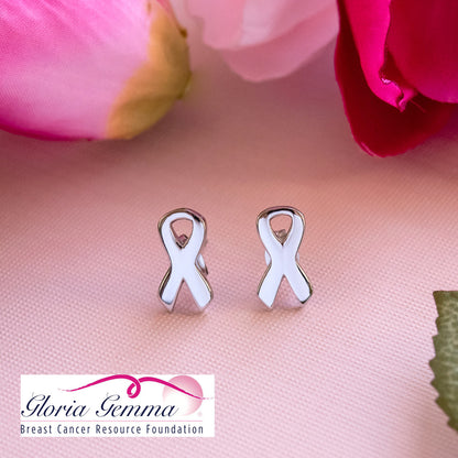 Cancer Awareness Ribbon Post Earrings Stainless Steel