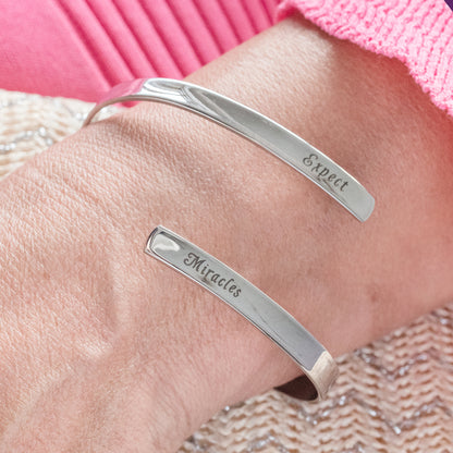 Expect Miracles Inspirational Steel Bangle Bracelet