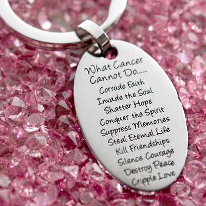 Inspirational "What Cancer Cannot Do" Stainless Steel Oval Key Ring - Cancer Survivor Gift