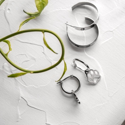 Dainty Steel Open Paw Print Hoop Earrings for Pet Lovers