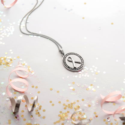 Gotta Fight Inspirational Oval Pendant Necklace with Cancer Awareness Ribbon Gift for Women or Men