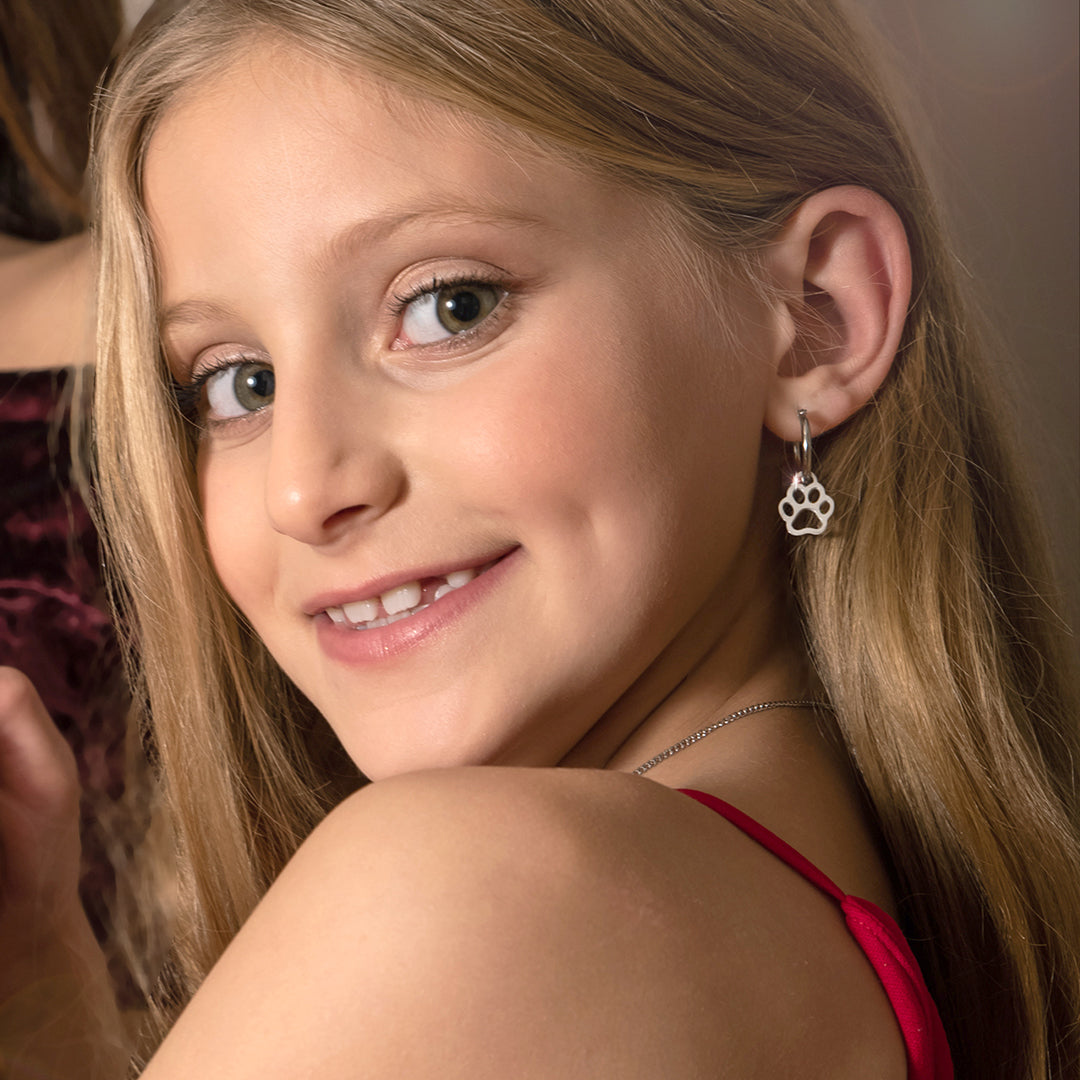 Open Paw Print Dangle Earrings Pet Jewelry Gift for Girls Women Pet Owner Stainless Steel Fashion Jewelry