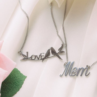 Love Birds Pendant Necklace - Romantic Anniversary Gift for Her Stainless Steel Jewelry for Women