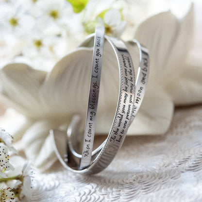 Love You To The Moon and Back Engraved Cuff Bracelet - Romantic Gift for Her