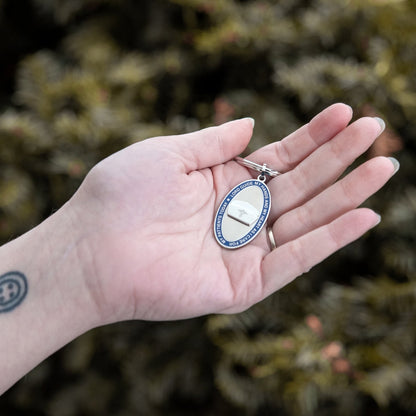 Oval Nurse's Prayer Key Ring with Blue Enamel and Engraved Nurse's Hat Stainless Steel Gift for Women Men Nurse Medical