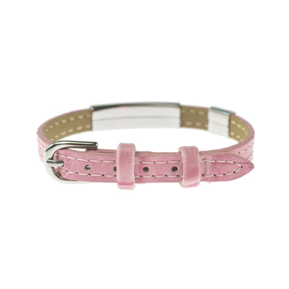 Pink Leather Courage Bracelet with Ribbon for Breast Cancer Awareness