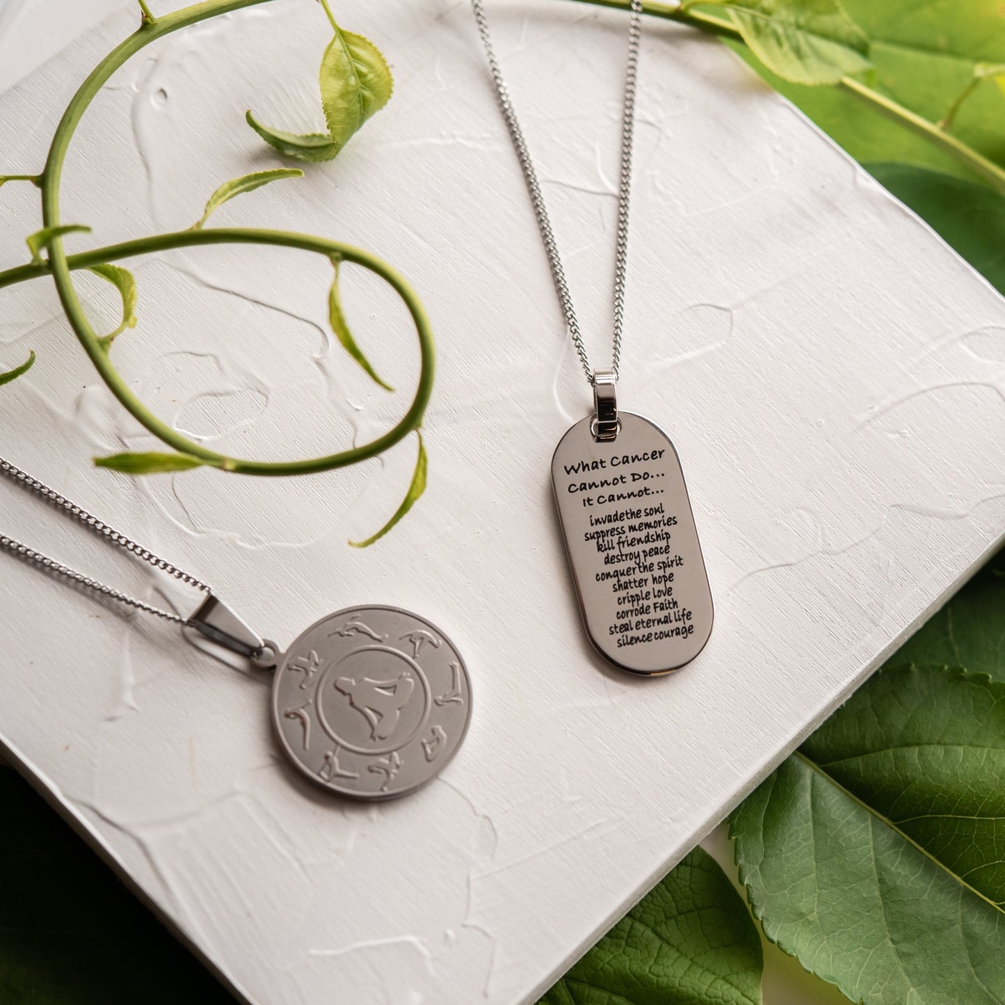 What Cancer Cannot Do Inspirational Dog Tag Pendant Necklace - Cancer Support & Survivor Gift