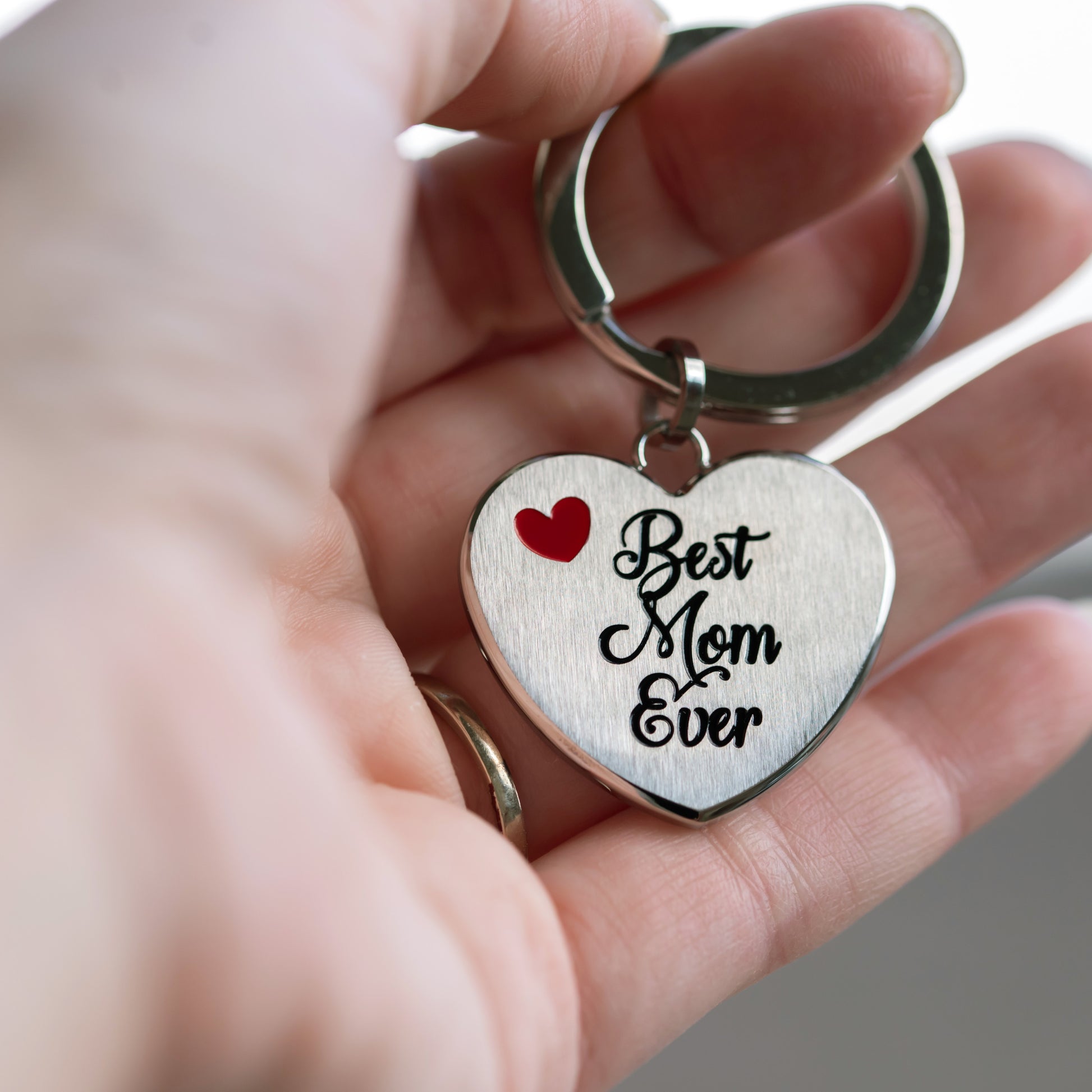 Best Mom Ever Heart Shaped Stainless Steel Keyring - Sentimental Mother's Day or Birthday Gift