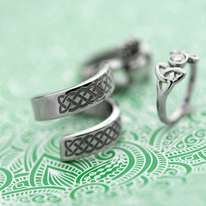 Celtic Knot Eternity Bypass Ring Irish Jewelry Stainless Steel ring for Women