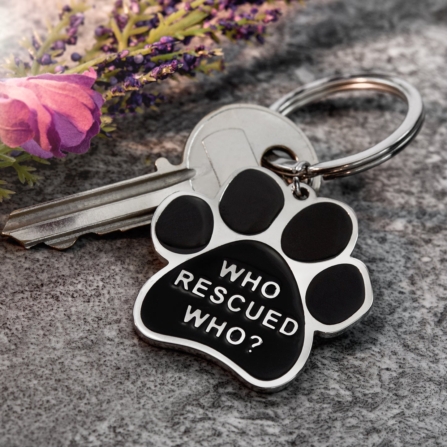 Fur Mom Paw Print Keyring Stainless Steel